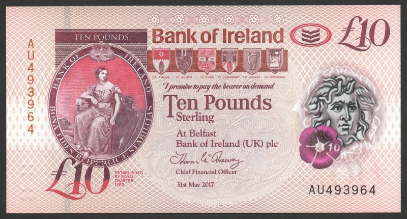 Northern Ireland 10 Pounds 2017
P# New; UNC; Polymer; Bank of Ireland