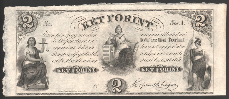 Hungary 2 Forint 1852
P# S142; AUNC