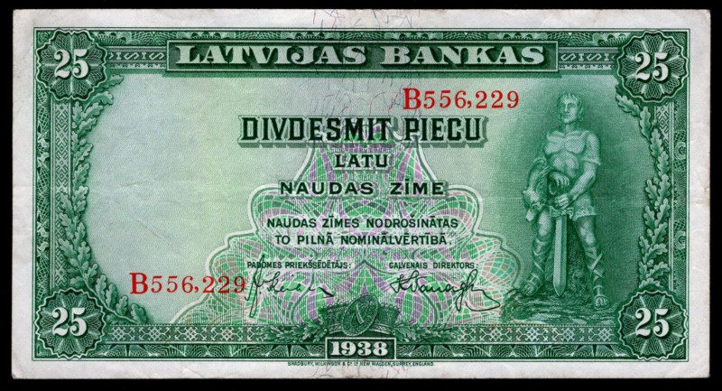 Latvia 25 Latu 1938
P# 21a