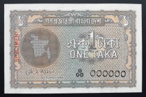 Bangladesh 1 Taka 1972 Specimen
P# 4; UNC