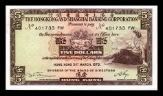 Hong Kong 5 Dollars 1975
P182; 401733FW; UNC