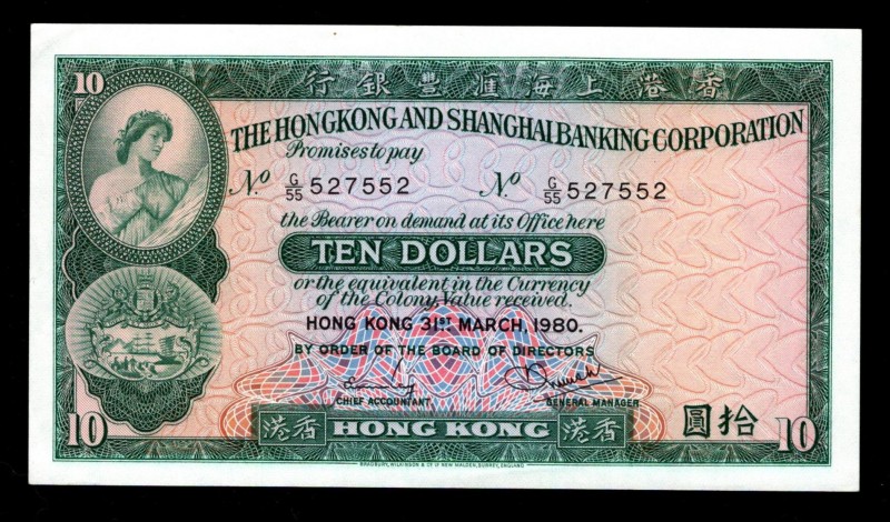 Hong Kong 10 Dollars 1980
P183; G/55 527552; UNC