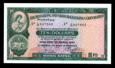 Hong Kong 10 Dollars 1980
P183; G/55 527552; UNC