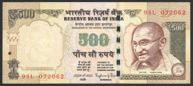 India 500 Rupees 2015
P# 106; № 9SL 072062; UNC; "Mahatma Gandhi"