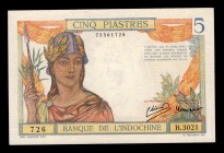 French Indochina 5 Piastres 1936 - 1939
P55c; #75501726; UNC