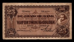 Netherlands Indies 25 Gulden 1929
P71c; VX02702; Javasche bank!; VF-XF