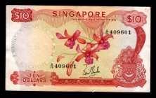 Singapore 10 Dollars 1967 Rare
P3a; A/26 409601; XF
