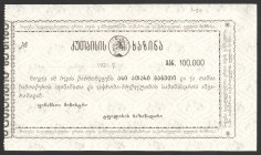 Russia Georgia Kutaisi 100000 Roubles 1921
Kardakov# 8.19.2; UNC-