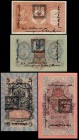 Russia Lot of 4 Banknotes 1918 Tuva
1 - 3 - 5 - 10 Roubles 1918; Prints and Seals on the back of old versions