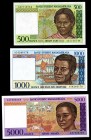 Madagascar 500-1000-5000 Francs 1994
P75,76,78; UNC