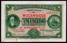 Mozambique 1 Escudo 1921
P# 66b; aVF, crispy.