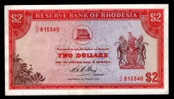 Rhodesia 2 Dollars 1970 Rare
P31; K/41 815340; This date 15.09,1970 not listed in catalog; XF