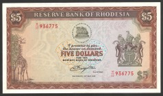 Rhodesia 5 Dollars 1979 Rare
P# 40; UNC; Watermark: Zimbabwe Bird; Rare