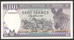 Rwanda 100 Francs 1989
P# 19a; UNC
