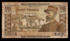 Saint Pierre and Miquelon 20 Francs 1950 Rare
P24; #061117277; VF++