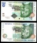 South Africa 10 Rang 1993 - 2005
P123,128; 2 Pieces; UNC