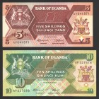 Uganda 5 and 10 Shillings 1987
P# 27-28; UNC