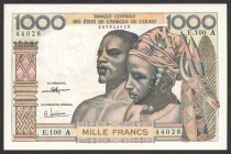 West African States 1000 Francs 1965
P# 103A; AUNC; Ivory Coast; Signature 8