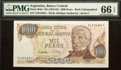 Argentina 1000 Pesos 1976 - 1983 (ND) PMG 66
P# 304d; # 71974491I