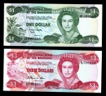 Bahamas 1-3 Dollars 1974
P43,44; UNC