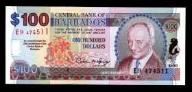 Barbados 100 Dollars 1997 Very Rare
P53; E9 474511; The commemorate the 25th anniversary of the Central Bank of Barbados; UNC