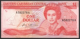 East Caribbean States 1 Dollar 1988 - 1989
P# 21a; № A 582278 A; UNC; Suffic Letter A
