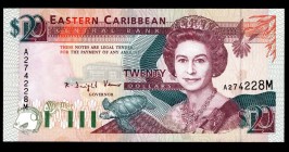 East Caribbean States 20 Dollars 1993 Rare
P28m; A274228M; Montserrat (M) - rarest letter; UNC