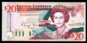 East Caribbean States 20 Dollars 1994
P33a; B312335A; not common!; UNC