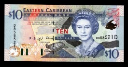 East Caribbean States 10 Dollars 2000
P38d; D858521D; UNC