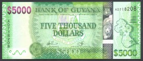 Guyana 5000 Dollars 2013
P# 40; № AD 718208; UNC