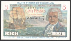 Saint Pierre and Miquelon 5 Francs 1950 Rare
P# 22; № B.81 04747; UNC; "Louis Antoine de Bougainville"; Rare