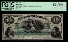 United States State of South Carolina 10 Dollars 1872 PCGS Superb Gem New 67PPQ Rare
Cr.6; Serial 1579; Very hight grade !; UNC