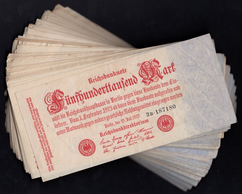 Germany Lot of 103 Banknotes 500000 Mark 1923
P# 92; Various Conditions