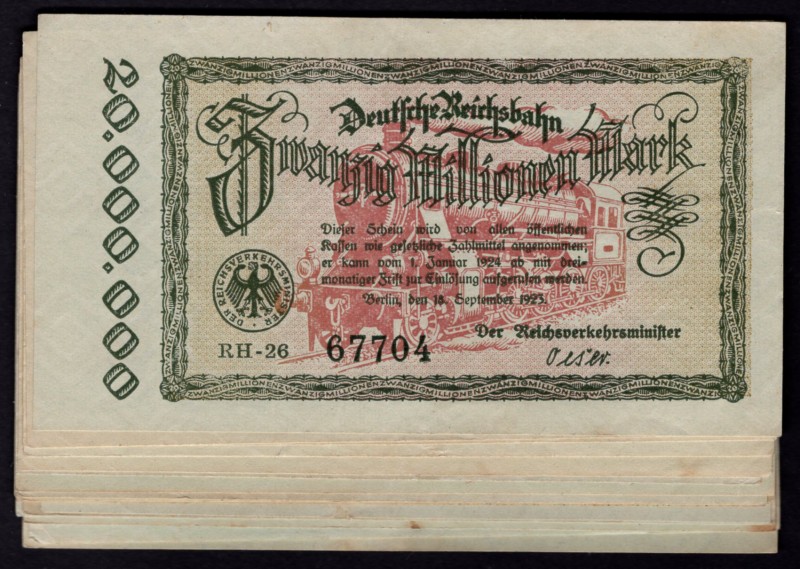 Germany Lot of 20 Banknotes 20 Millionen Mark 1923
P# S1015; Various Conditions