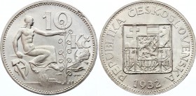 Czechoslovakia 10 Korun 1932
KM# 15; Silver. UNC