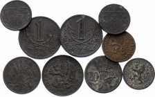 Czechoslovakia & Bohemia & Moravia Lot of 9 Coins 1935 - 1944
10 20 Haleru & 1 Korona 1935 - 1944