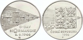 Czech Republic 200 Korun 1994
KM# 12; Silver; 50th Anniversary of the Allied Landings in Normandy