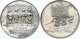 Slovakia Silver Medal "My Narod Slovensky" 1.9. 1992
Silver (.900) 32.6g 40mm Proof; With Beautiful Original Leather Box