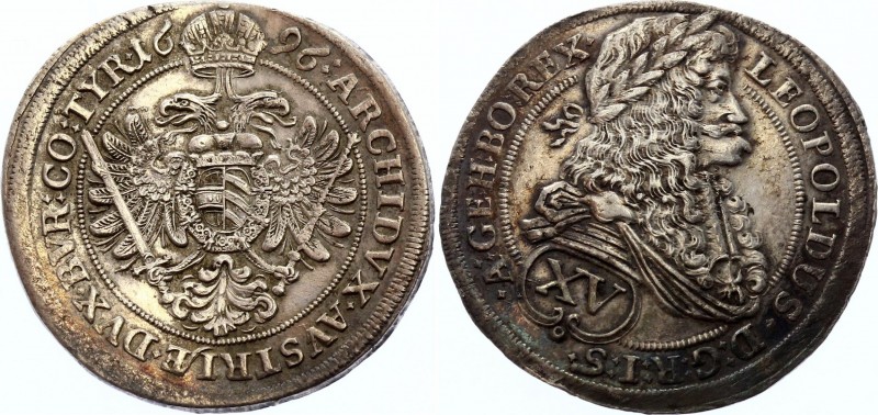 Austria 15 Kreuzer 1696 Vienna
KM# 1170; Silver; Leopold I; Amazing Condition &...