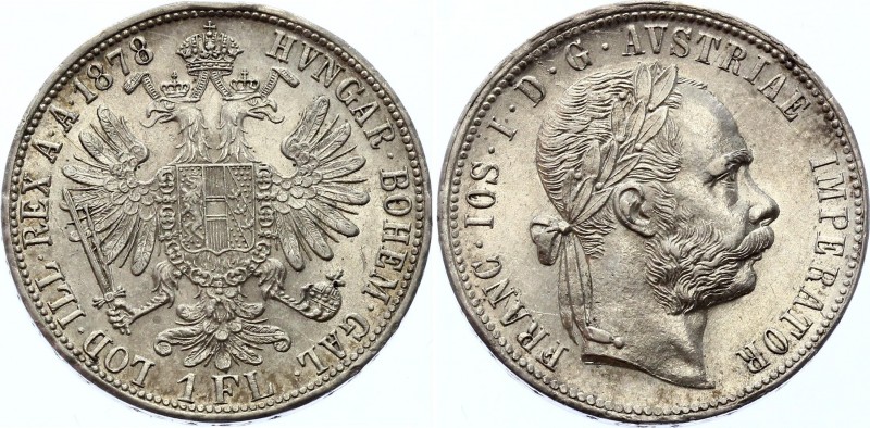 Austria 1 Florin 1878
KM# 2222; Silver; Franz Joseph I