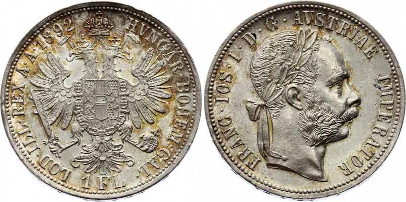 Austria 1 Florin 1892
KM# 2222; Silver, UNC, full mint luster.