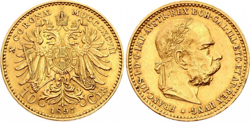 Austria 10 Corona 1897
KM# 2805; Gold (.900) 3.38g 19mm; Franz Joseph I