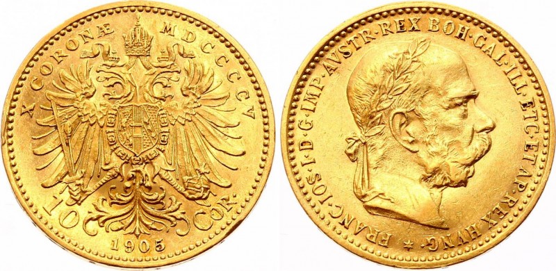 Austria 10 Corona 1905
KM# 2815; Franz Joseph I; Gold (.900) 3.39g. AUNC.