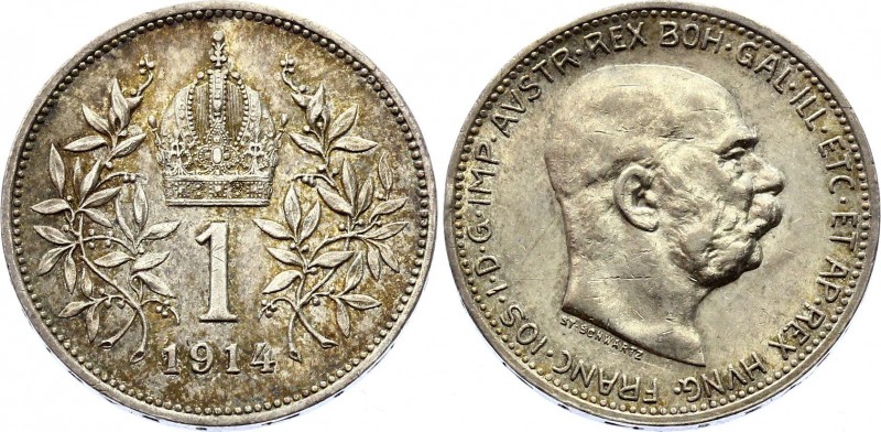 Austria 1 Corona 1914
KM# 2820; Silver; Franz Joseph I; XF+