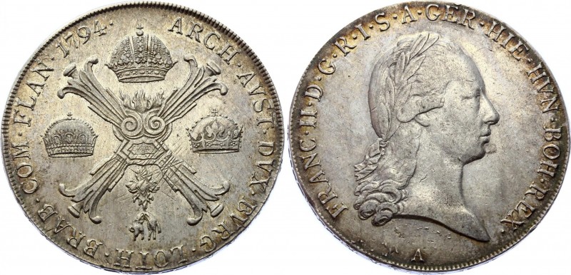 Austrian Netherlands 1 Kronenthaler 1794 A - Wien
KM# 62; Silver; Franz II; Nic...