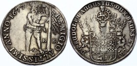 German States Brunswick-Wolfenbüttel 1 Thaler 1677 RB Rare!
Silver 28.68g; Obv: Remigio Altissimi Anno Rev: D.G. Rudolph Augustus Dux Bruns Et Lu; Re...