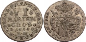 German States Köln 6 Mariengroschen 1754 LM
Noss# 754; Silver; Klemens August Herzog von Bayern