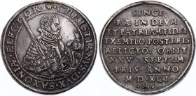 German States Saxony 2 Thaler 1591 HB
Sachsen-Kurlinie (Albertiner), Christian I. 1586-1591. 2 Taler 1591, HB-Dresden. Roman date MDXCI. Silver, AUNC...