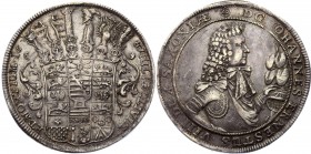 German States Saxony Thaler 1687
Sachsen-Saalfeld, Johann Ernst 1680-1729 Breiter Taler 1687. Silver, XF. Dav. 2602. Rare coin in any grade.