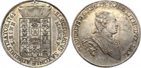 German States Saxony Thaler 1765 EDC
Sachsen Kurfürstentum, Xaver, 1763-1768. Konventiontaler 1765, Dresden. Silver, UNC, full mint luster. Dav. 2678...
